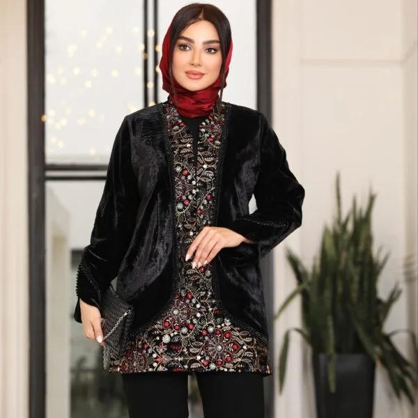 کت مجلسی مخمل کریستال دوزی